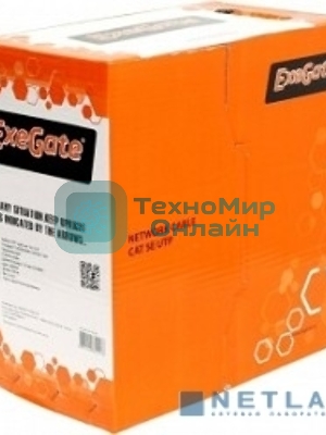 Кабель Exegate EX256747RUS Кабель UTP 4 пары кат.5e Exegate CCA, LSZH, бухта 305м, оранжевый