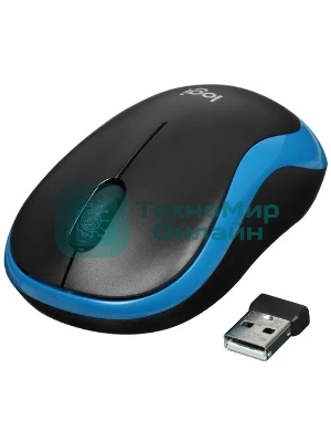 Мышь беспроводная Logitech M185 синий, 1000 dpi, радиоканал, USB, кнопки - 3