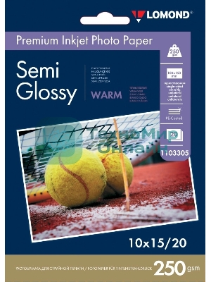 Фотобумага ПРЕМИУМ для стр.печати Lomond 250 г/м2 односторонняя Semi-Glossy Warm 10х15 см (20 л)