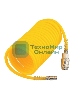 Шланг спиральный для компрессора Kranz с быстросъемным соединением, 5м