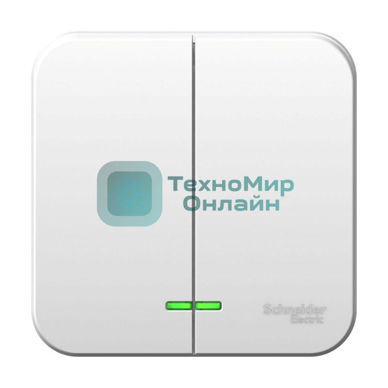 Выключатель 2-кл. ОП Blanca (сх.5) 10А 250 В изол. пласт. с подсветкой белый SchE BLNVA105111