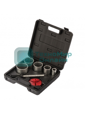 Набор коронок Matrix по керамич. плитке, 33-53-67-73-83 мм + напил., в пласт.боксе, 6-гран.хвост.