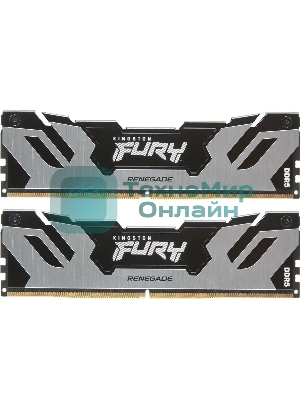 Оперативная память Kingston Fury Renegade, DDR5, 96Gb (2x48GB), 6400MHz, CL32, DIMM, с радиатором, серебристый