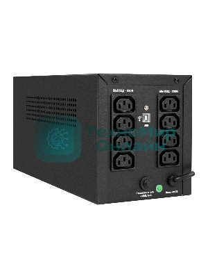 Источник бесперебойного питания ExeGate Smart LB-2000.LCD.AVR.8C13.USB (2000VA/1200W, цветной LCD, AVR, 8*C13, USB, батарея 12V 9Ah - 2 шт., металлический корпус, Black)