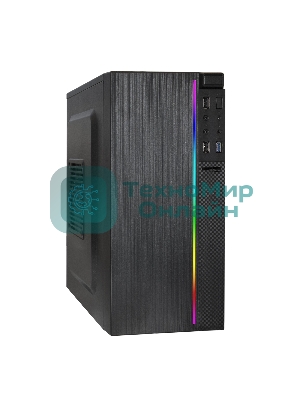 Компьютерный корпус Minitower ExeGate mEVO-9302-RGb-600W-12 (mATX, БП 600NPX с вент. 12см, 2хUSB+1хUSB 3.0, HD аудио, черный с RGb подсветкой)