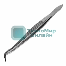 Пинцет изогнутый Rexant узкий, фиксатор, рифленый 160 мм