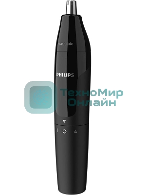 Триммер для носа Philips NT1620/15 роторный режущий элемент, водонепроницаемый корпус - пластик, цвет - черный, в комплекте батарейка АА