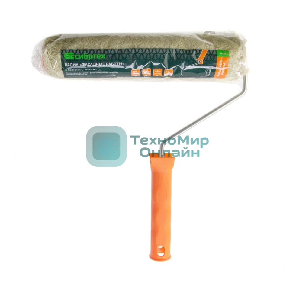 Валик Сибртех Фасадные работы, 250мм, ворс 18мм, D 36мм, D ручки 6 мм, полиакрил, полиэстер