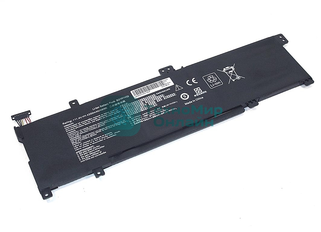 Аккумуляторная батарея для ноутбука Asus K501 11.4V 48Wh OEM черный
