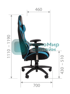 Кресло игровое Chairman game CH43 экокожа, черно-бирюзовый