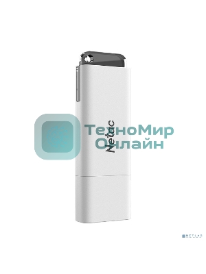 Флешка USB Netac U185 (NT03U185N-004G-20WH), 4Gb, USB 2.0, R/W 25/10, белый/серый