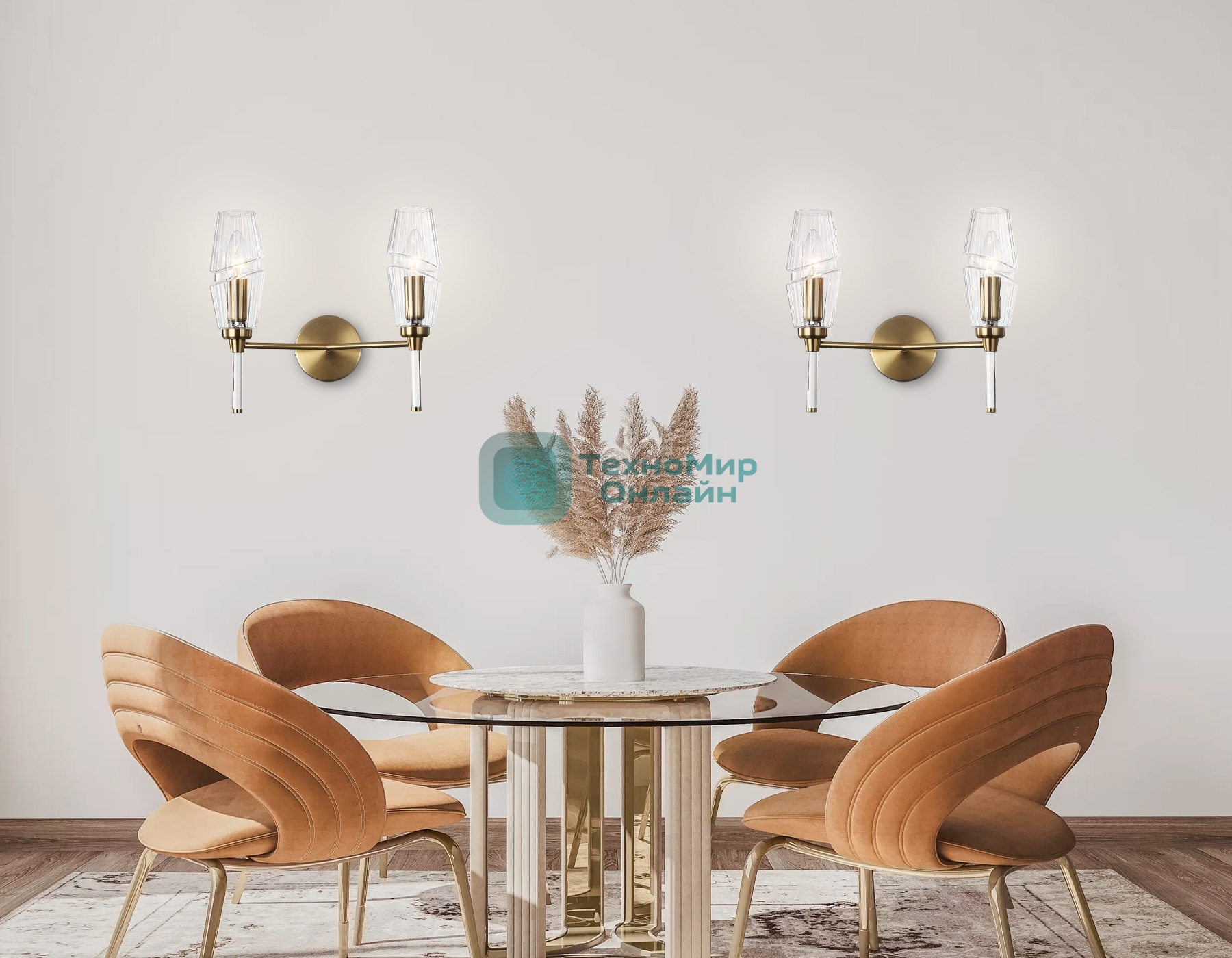 Настенный светильник Ambrella light LH55206/2 BS/CL латунь/прозрачный E14*2 max 40W 330*170*280