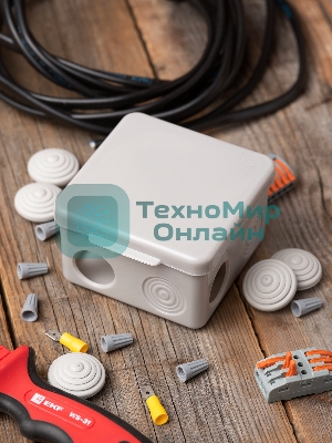 Коробка распределительная EKF КМР-030-031 с крышкой наружная (85х85х40) 8 мембр. вводов IP55