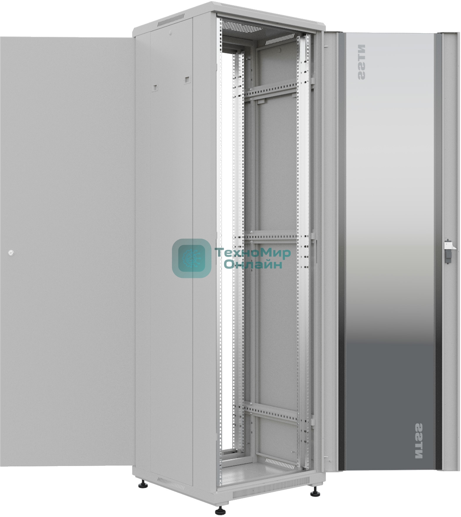 Шкаф серверный NTSS Премиум (NTSS-R22U6060GS) напольный 22U 600x600 мм пер. дв. стекл. металл 900 кг серый IP20 сталь