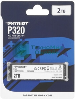 Накопитель SSD Patriot P320 2ТБ, M.2 2280, NVMe, R/W 3000MB/2200Mb/s