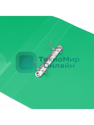 Папка на 2-х D-кольцах Бюрократ -0840/2DGRN A4 пластик 0.8мм кор.40мм внут.и торц.карм зеленый