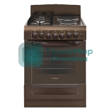 Плита комбинированная Gefest ПГЭ 6112-02 0137 коричневый, конфорок 2 газовых и 2 электрических, духовка 55 л, 60 см x 85 см x 60 см