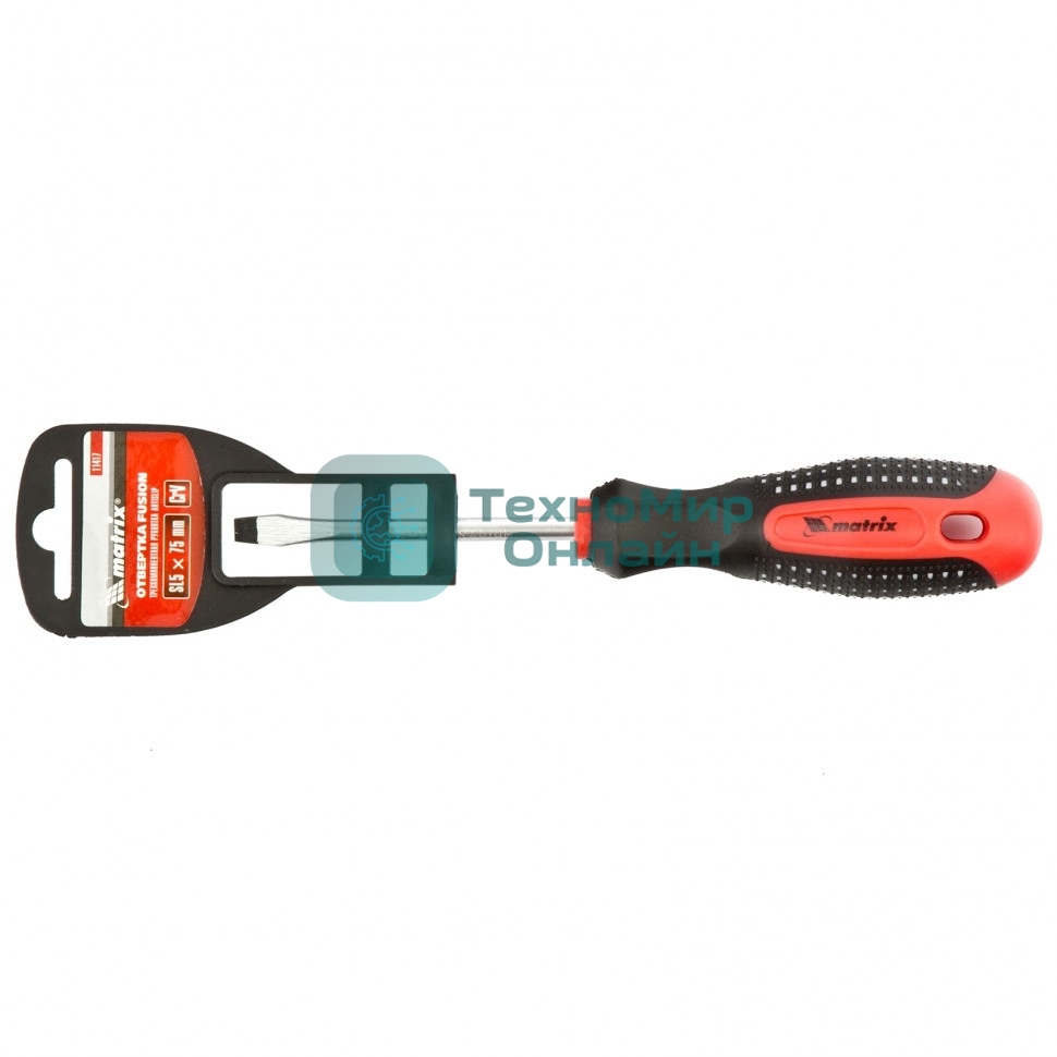 Отвертка Matrix Fusion, SL5,0 х 75 мм, CrV, 3-х компонентная рукоятка 