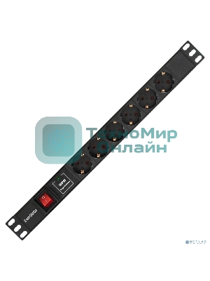 Блок розеток горизонтальный ExeGate ServerPro PDU-19H609 Al-6S-C14-2, 19