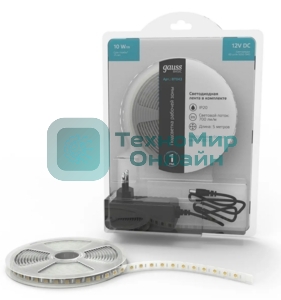 Лента светодиодная Basic Gauss 12V 10W/m 700lm/m 4000K IP20 LED 5m 1/100