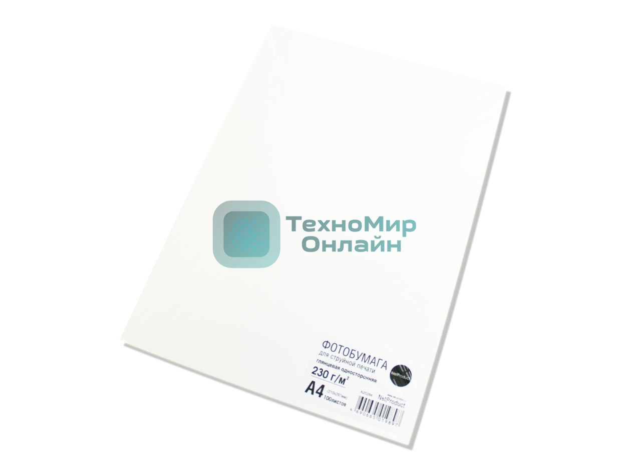 Фотобумага глянцевая односторонняя (NetProduct) A4, 230 г/м, 100 л.