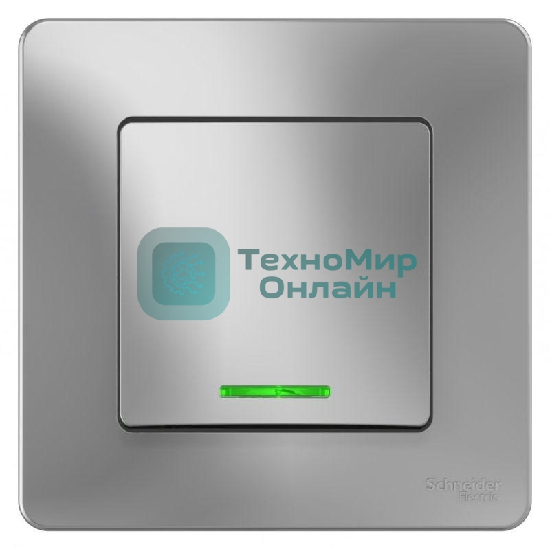 Выключатель 1-кл. СП Blanca (сх.1) 10А 250 В с подсветкой алюм. SchE BLNVS010113