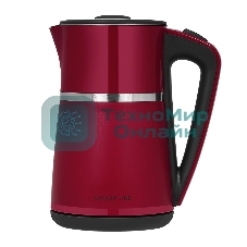 Чайник электрический Galaxy Line GL 0339, красный, пластик, 2200 Вт, 1,7 л