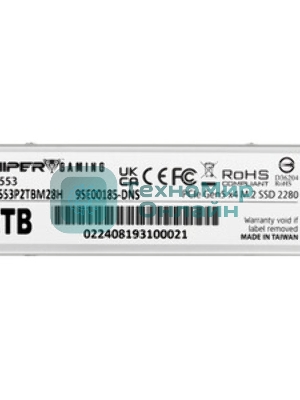 Накопитель SSD Patriot Viper PV553, 2Tb, PCIe 5.0 x4, M.2 2280, NVMe, R/W 12400/11800, активное охлаждение