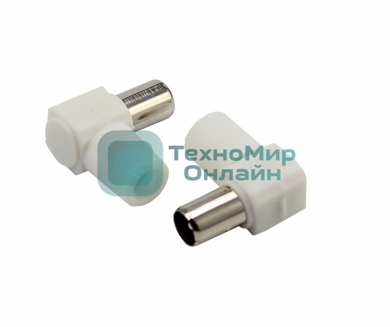 Разъем штекер TV Rexant без пайки белый угловой