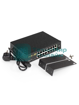 Коммутатор неуправляемый ExeGate EDES-1016D (16-портовый UTP 10/100Mbps, металлический корпус, с возможностью установки в стойку)