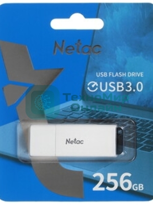 Флешка USB Netac U185 (NT03U185N-256G-32WH), 256Gb, USB 3.2 Gen1, R/W 100/25, белый/серый