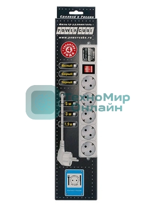 Сетевой фильтр Powercube SPG-B-6-WHITE 1.9 м, 5 розеток, белый, коробка
