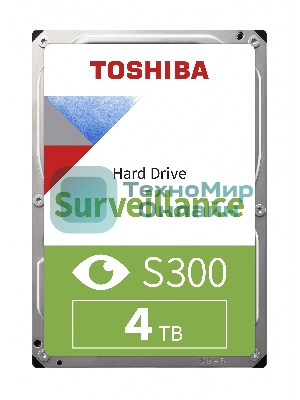 Жесткий диск Toshiba HDD SATA3 4Tb Surveillance S300 (SMR) 5400 256Mb (analog HDWT740UZSVA)