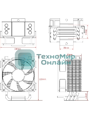 Кулер ID-COOLING SE-903-XT черный 92мм алюминий/медь 2200rpm 26db 4-pin 130w 123мм