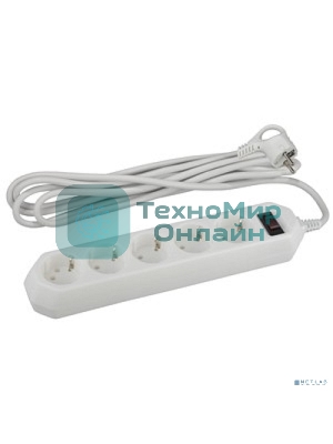 Сетевой фильтр ЭРА USF-5es-5m-W (белый) с заземл, 3x0,75 мм2, с выкл, 5 гн, 5 м защита от короткого замыкания, от перегрузки, от импульсных помех