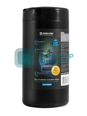 Чистящие салфетки Defender для экранов всех типов/нетканый материал/антистатик/туба/100 шт/Россия.