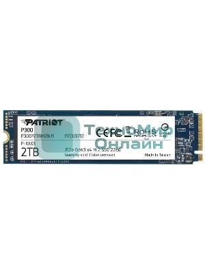 Накопитель SSD Patriot P300, 2Tb, PCIe 3.0 x4, M.2 2280, NVMe, R/W 2100/1650