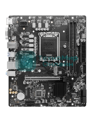 Материнская плата MSI PRO B760M-E DDR4, LGA 1700, Intel B760, 2xDDR4, 4xSATA, 1xM.2, 1xPCIe 4.0 x16, 1xPCIe 4.0 x1, 1xHDMI, 1xVGA, 1x1Gb LAN, 2xUSB-A 3.2 Gen 1, 4xUSB-A 2.0, 3x3.5 мм, 7.1, mATX