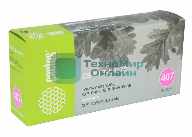Картридж лазерный Cactus CS-CLT-K407S черный (1500 стр.) для Samsung CLP320/320n/325/CLX3185/3185n/3185fn