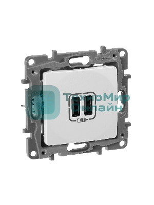 Зарядное устройство с двумя USB-разьемами 240В/5В 2400мА, Etika, белый Зарядное устройство с двумя USB-разьемами 240В/5В 2400мА, Etika, белый