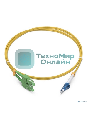 Коммутационный шнур оптический Cabeus Tight Buffer, Duplex SC/LC (APC/UPC), OS2 9/125, LSZH, 1,5м, d= 2мм, синий хвостовик, желтый