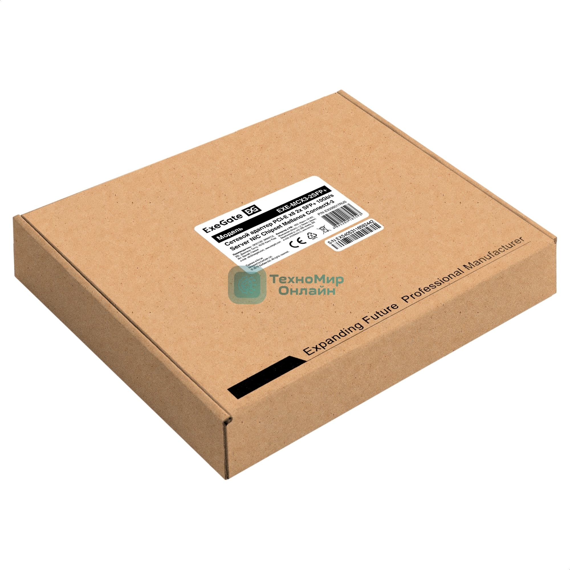 Сетевой адаптер ExeGate EXE-MCX3-2SFP+ (PCI-E x8 v.3, порты 2x SFP+, Dual 10Gb/s, Server NIC Chipset Mellanox ConnectX-3)