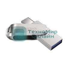 Флешка USB SanDisk Ultra Dual Luxe (SDDDC4-256G-G46), 256Gb, USB 3.2/USB Type-C, R/W 150/40, серебристый