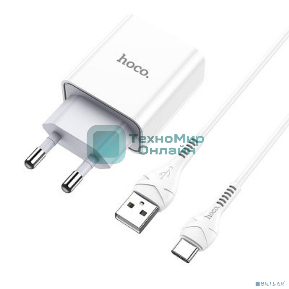 Сетевое зарядное устройство + Кабель Type-C HOCO HC-27961 C81A/ 1m/ 1 USB/ Выход: 10.5W/ белый
