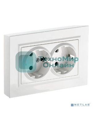 Розетка 2-я с з/к без з/ш IEK BRITE 16А в сб. РС12-3-БрБ белый