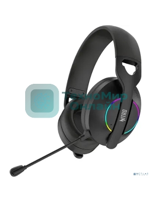 Гарнитура Acer OHR400 чёрный, беспроводная + проводная, USB/mini jack 3.5 мм, до 45 ч, подсветка