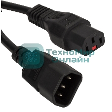 Шнур питания Lanmaster C13-C14, 3х0.75, 220В, 10А, черный, 1.8 метра