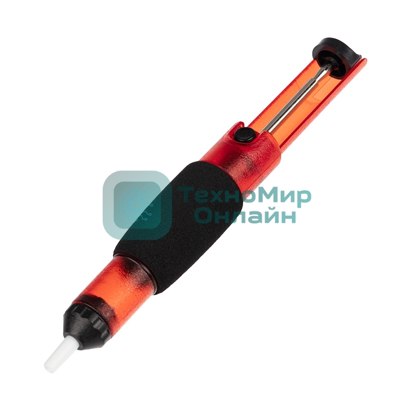 Вакуумный экстрактор припоя Rexant (оловоотсос), пластик, прозрачно-красный