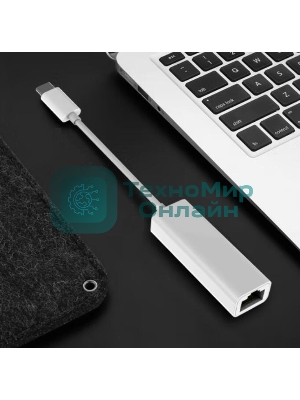 Адаптер GoPower Type-C (m)-RJ-45 (f) 100 мб/с белый (1/100)