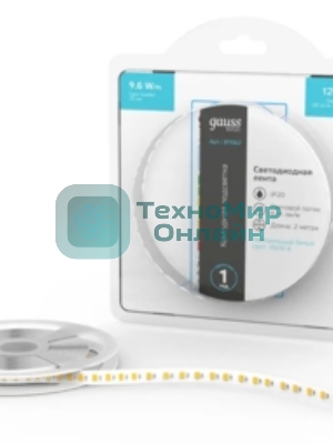 Лента светодиодная Basic Gauss 12V 9,6W/m 624lm/m 4000K IP20 LED 2m 1/100